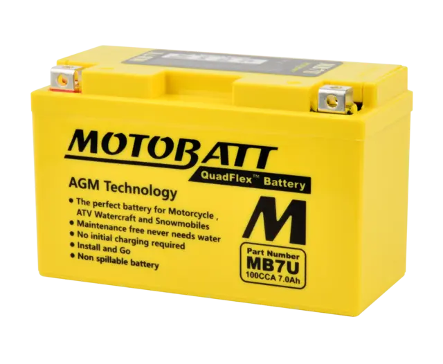 MotoBatt MB7U 12V Batteri 2-Polet, 100CCA, 7Ah, 150x65x94, AGM 