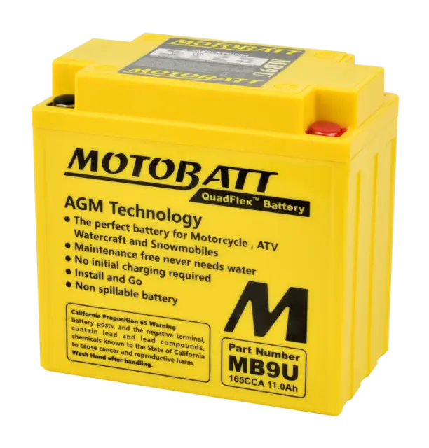MotoBatt MB9U 12V Batteri 4-Polet, 165CCA, 11Ah, 136x76x133, AGM 