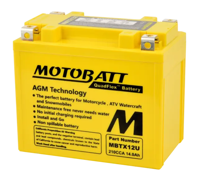 MotoBatt MBTX12U 12V Batteri 4-Polet, 210CCA, 14Ah, 151x87x130, AGM 
