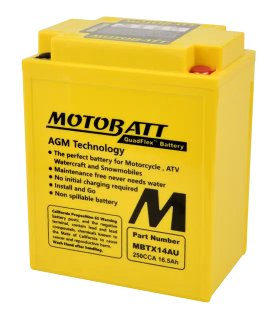 MotoBatt MBTX14AU 12V Batteri 4-Polet, 250CCA, 16.5Ah, 135x90x168, AGM 