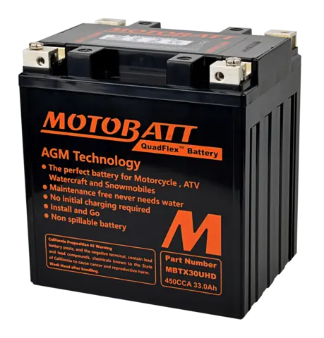 MotoBatt MBTX30UHD 12V Batteri 4-Polet, 450CCA, 33Ah, 166x126x175, AGM