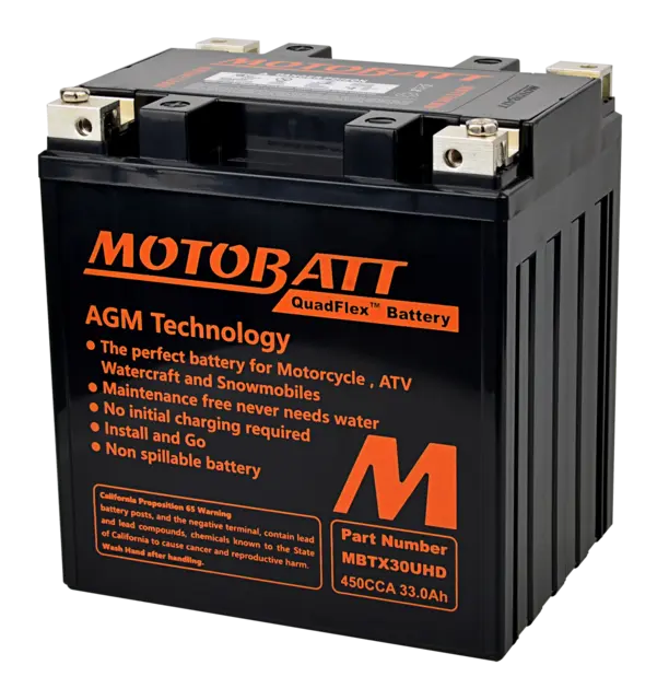 MotoBatt MBTX30UHD 12V Batteri 4-Polet, 450CCA, 33Ah, 166x126x175, AGM 