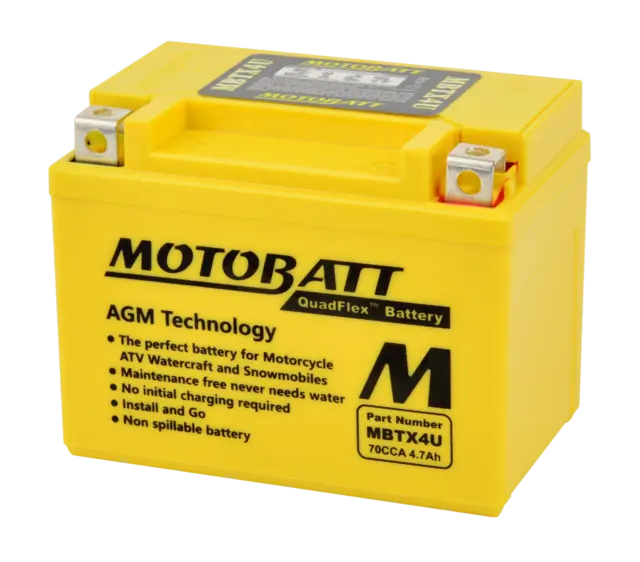 MotoBatt MBTX4U 12V Batteri 2-Polet, 70CCA, 4.7Ah, 114x70x87, AGM 
