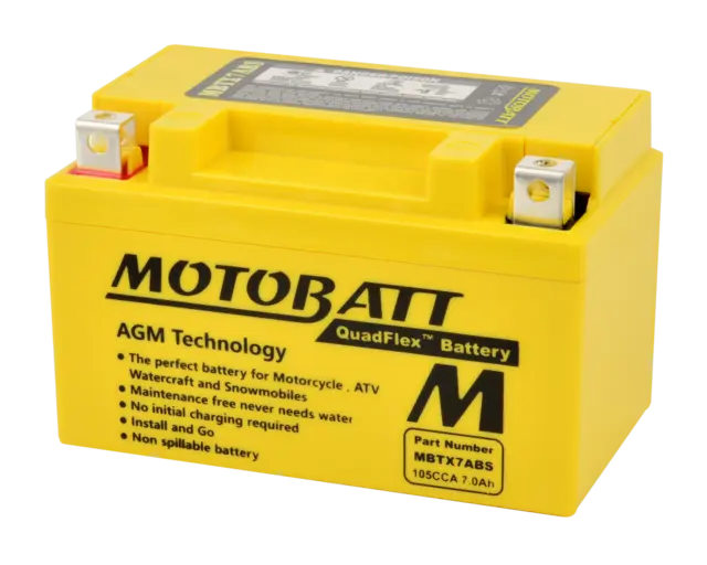 MotoBatt MBTX7ABS 12V Batteri 2-Polet, 105CCA, 7Ah, 151x87x95, AGM 
