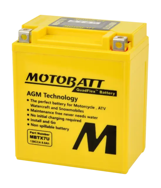MotoBatt MBTX7U 12V Batteri 2-Polet, 130CCA, 8Ah, 114x70x128, AGM 