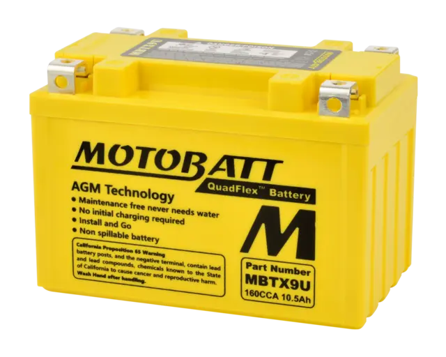 MotoBatt MBTX9U 12V Batteri 4-Polet, 160CCA, 10.5Ah, 151x87x105, AGM 