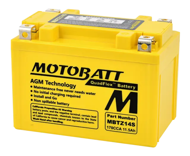 MotoBatt MBTZ14S 12V Batteri 4-Polet, 170CCA, 11.5Ah, 151x87x110, AGM 