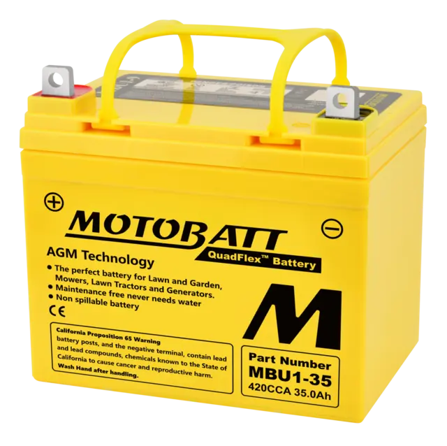 MotoBatt MBU1-35 12V Batteri Rhino alle 2-Polet, 420CCA, 35Ah, 195x131x181, AGM 