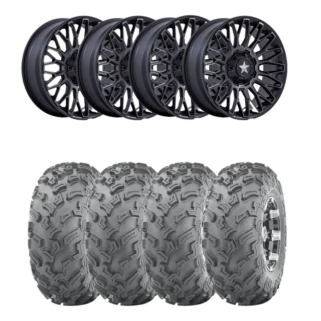 Hjulpakke 25 - Can-Am 4x4 - 27"/14" Wanda P3006, MSA M50 Clubber Sort M,+10 