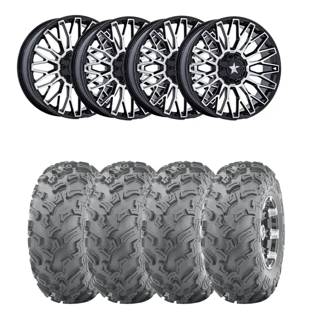 Hjulpakke 27 - Can-Am 4x4 - 27"/14" Wanda P3006, MSA M50 Clubber Sort BM,+10 