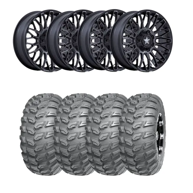 Hjulpakke 28 - Can-Am 4x4 - 26"/14" Wanda P3035, MSA M50 Clubber Sort M,+10 