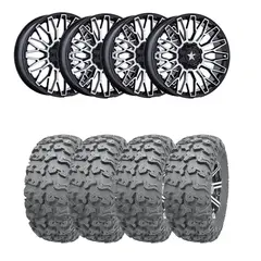 Hjulpakke 34 - Polaris 4x4 - 27"/14" Wanda P3036, MSA M50 Clubber Sort BM,+10