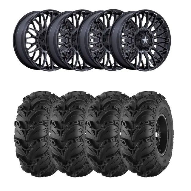 Hjulpakke 38 - Polaris 4x4 - 28"/14" Mud Lite 2, MSA M50 Clubber Sort M,+10 