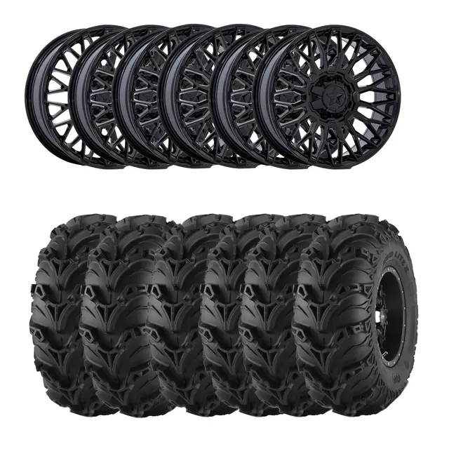 Hjulpakke 39 - Polaris 6x6 - 27"/14" Mud Lite 2, MSA M50 Clubber Sort B,+10mm 