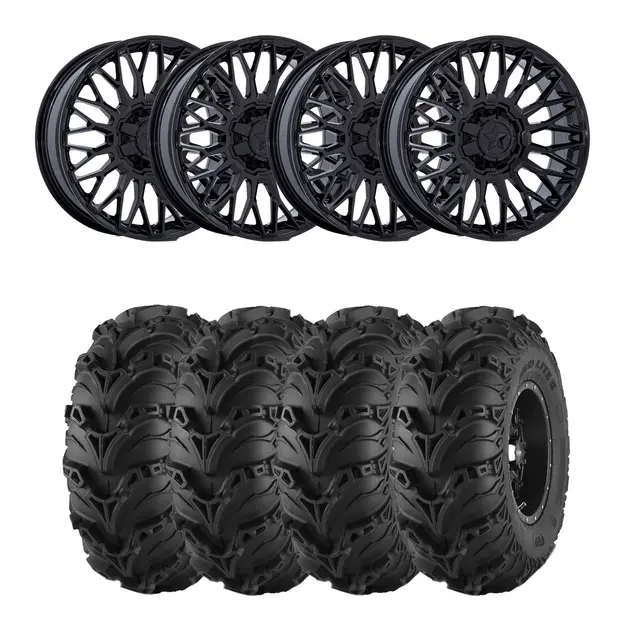 Hjulpakke 39 - Polaris 4x4 - 27"/14" Mud Lite 2, MSA M50 Clubber Sort B,+10mm 