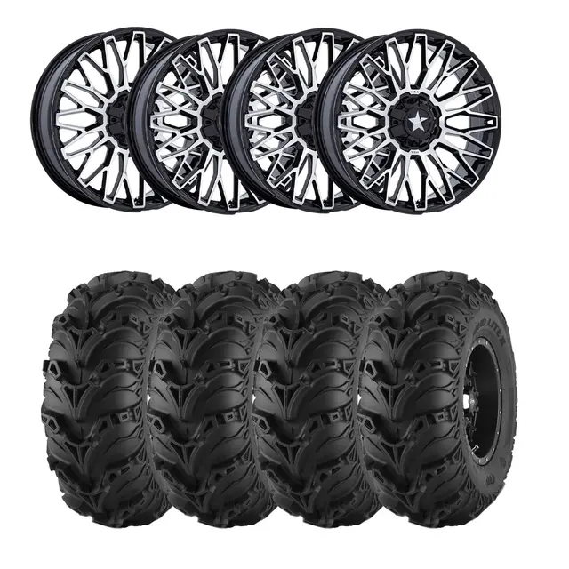 Hjulpakke 40 - Polaris 4x4 - 27"/14" Mud Lite 2, MSA M50 Clubber Sort BM,+10 