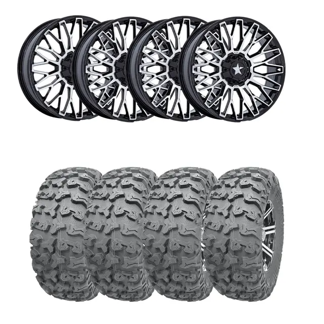 Hjulpakke 42 - Can-Am 4x4 - 27"/14" Wanda P3036, MSA M50 Clubber Sort BM,+10 