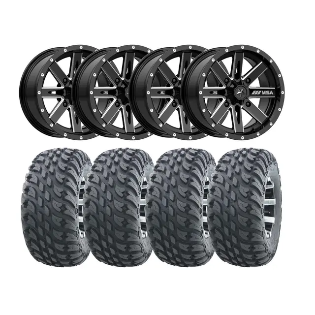 Hjulpakke 74 - Japanske 4x4 - 26"/14" Wanda VS3020 Storm, MSA M41 Boxer- Sort 