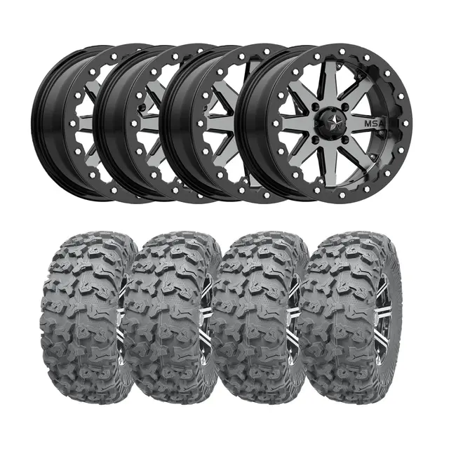 Hjulpakke 84 - Polaris 4x4 - 28"/15'' Wanda P3036 E4, M21 LOK, Gun Metal Grå 