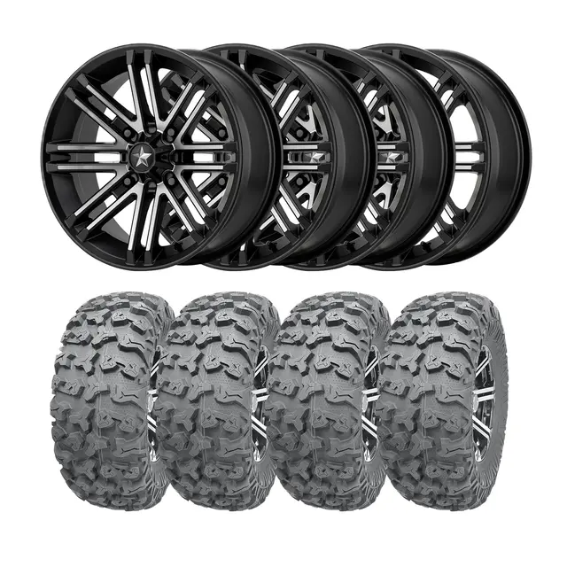 Hjulpakke 92 - Polaris 4x4 - 28"/15'' Wanda P3036 E4, M40 Rouge - Svart/Titan 