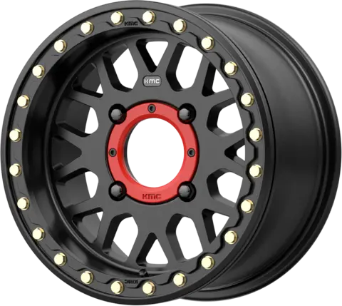KMC KS235 Grenade BL 14X7 - 4/137, +10mm ATV/UTV Felg - Matt Svart, Beadlock