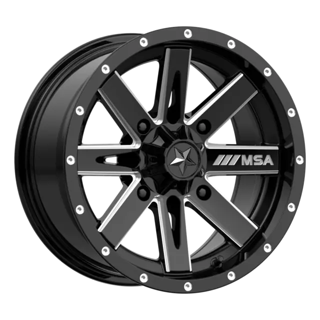 MSA M41 Boxer 14x7 - 4/110, +10mm ATV/UTV Felg - Maskinert/Sort 
