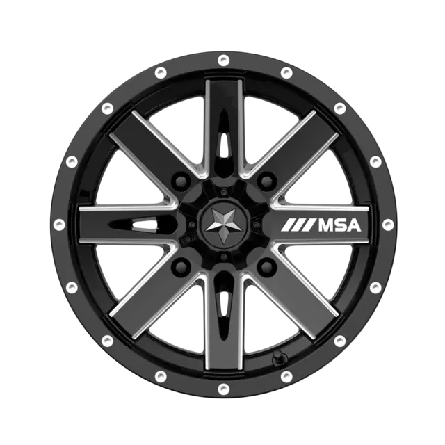MSA M41 Boxer 14x7 - 4/110, +10mm ATV/UTV Felg - Maskinert/Sort 