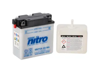 Nitro 6N11A-3A - 6V ATV/MC/Snøscooter Batteri 6V, 11Ah, 122x62x131, Syrepakke