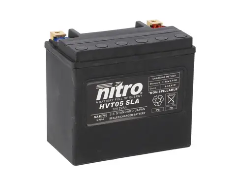 Nitro HVT 05 - 12V ATV/MC/Snøscooter Batteri 12V, 22Ah, 173x98x155, Forsegl. AGM GEL