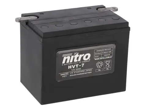Nitro HVT 07 - 12V ATV/MC/Snøscooter Batteri 12V, 30Ah, 203x130x165, Forseg. AGM GEL