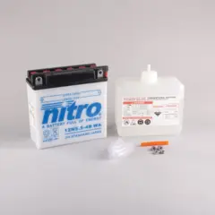 Nitro 12N5.5-4B - 12V ATV/MC/Sn&#248;scooter Batteri 12V, 5.5 Ah, 138x61x131, Syreflaske
