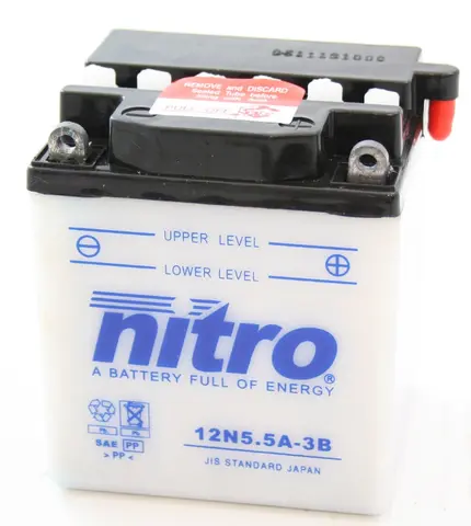 Nitro 12N5.5A-3B - 12V ATV/MC/Snøscooter Batteri 12V, 5.5Ah, 104x91x115, Syreflaske