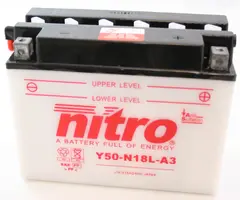 Nitro Y50-N18L-A3 - 12V ATV/MC/Sn&#248;scooter Batteri 12V, 20Ah, 205x90x165, Syreflaske
