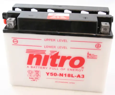 Nitro Y50-N18L-A3 - 12V ATV/MC/Snøscooter Batteri 12V, 20Ah, 205x90x165, Syreflaske