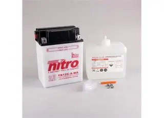 Nitro YB12C-A - 12V ATV/MC/Sn&#248;scooter Batteri 12V, 12Ah, 80x135x175, Syreflaske