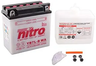 Nitro YB7L-B - 12V ATV/MC/Sn&#248;scooter Batteri 12V, 8.4Ah, 137x76x135, Syrepakke