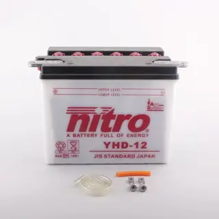 Nitro YHD-12 - 12V ATV/MC/Sn&#248;scooter Batteri 12V, 28Ah, 206x133x165, Syrepakke