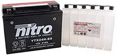 Nitro YTX24H-BS - 12V ATV/MC/Sn&#248;scooter Batteri 12V, 21Ah, 205x87x162, Syrepakke, AGM