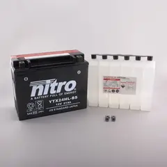 Nitro YTX24HL-BS - 12V ATV/MC/Snøscooter Batteri 12V, 21Ah, 205x87x162, Syrepakke, AGM