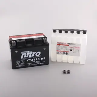 Nitro YTZ12S-BS - 12V ATV/MC/Sn&#248;scooter Batteri 12V, 11Ah, 150x87x110, Syrepakke, AGM