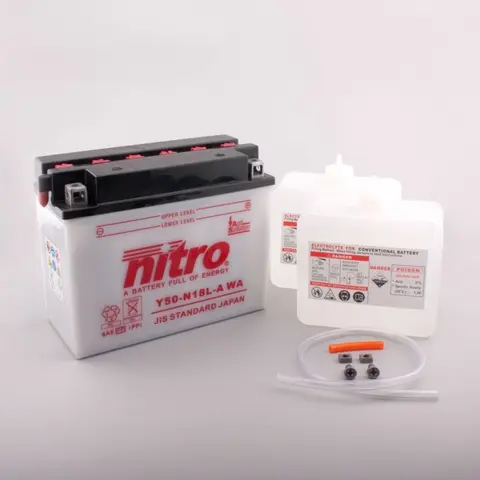 Nitro Y50-N18L-A - 12V ATV/MC/Snøscooter Batteri 12V, 20Ah, 206x91x163, Syreflaske