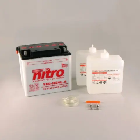 Nitro Y60-N24L-A - 12V ATV/MC/Snøscooter Batteri 12V, 28Ah, 184x124x175, Syreflaske
