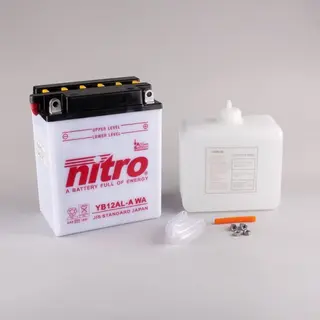 Nitro YB12AL-A - 12V ATV/MC/Sn&#248;scooter Batteri 12V, 12 Ah, 136x82x162, Syreflaske