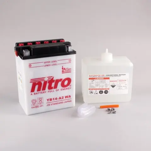 Nitro YB14-A2 - 12V ATV/MC/Snøscooter Batteri 12V, 14Ah, 136x91x168, Syreflaske