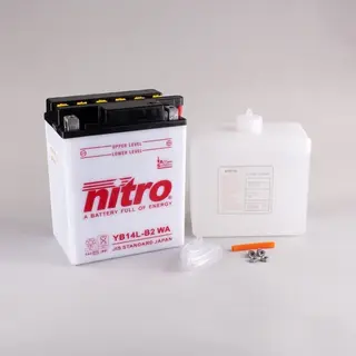 Nitro YB14L-B2 - 12V ATV/MC/Sn&#248;scooter Batteri 12V, 14Ah, 136x91x168, Syreflaske