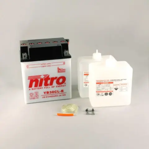 Nitro N-YB30CL-B - 12V ATV/MC/Snøscooter Batteri 12V, 30Ah, 168x132x192, Syreflaske