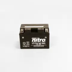 Nitro YT12A-BS - 12V ATV/MC/Sn&#248;scooter Batteri 12V, 10Ah, 150x87x105, Forsegl. AGM GEL
