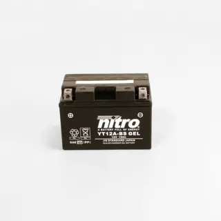 Nitro YT12A-BS - 12V ATV/MC/Sn&#248;scooter Batteri 12V, 10Ah, 150x87x105, Forsegl. AGM GEL