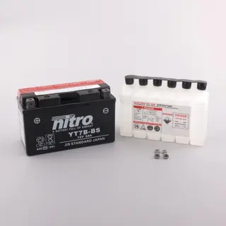 Nitro N-YT7B-BS - 12V ATV/MC/Sn&#248;scooter Batteri 12V, 6.5Ah, 150x93x65, Syreflaske AGM