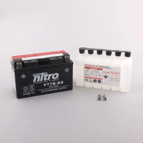 Nitro N-YT7B-BS - 12V ATV/MC/Snøscooter Batteri 12V, 6.5Ah, 150x93x65, Syreflaske AGM